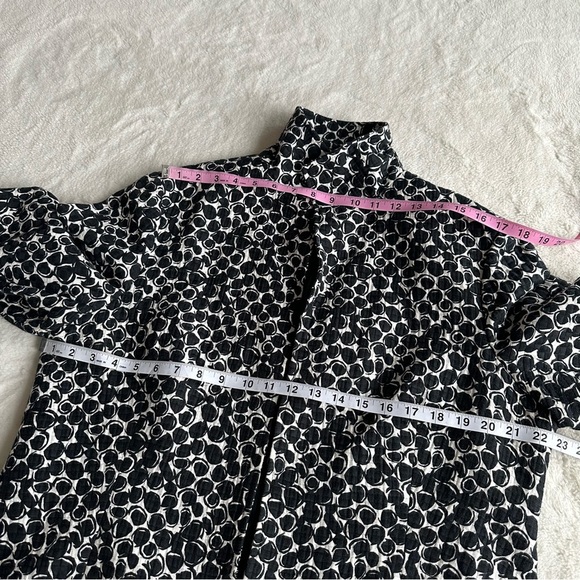 Lafayette 148 Cotton Silk Black White Geometric Circles Blazer XL (16) - Picture 6 of 14